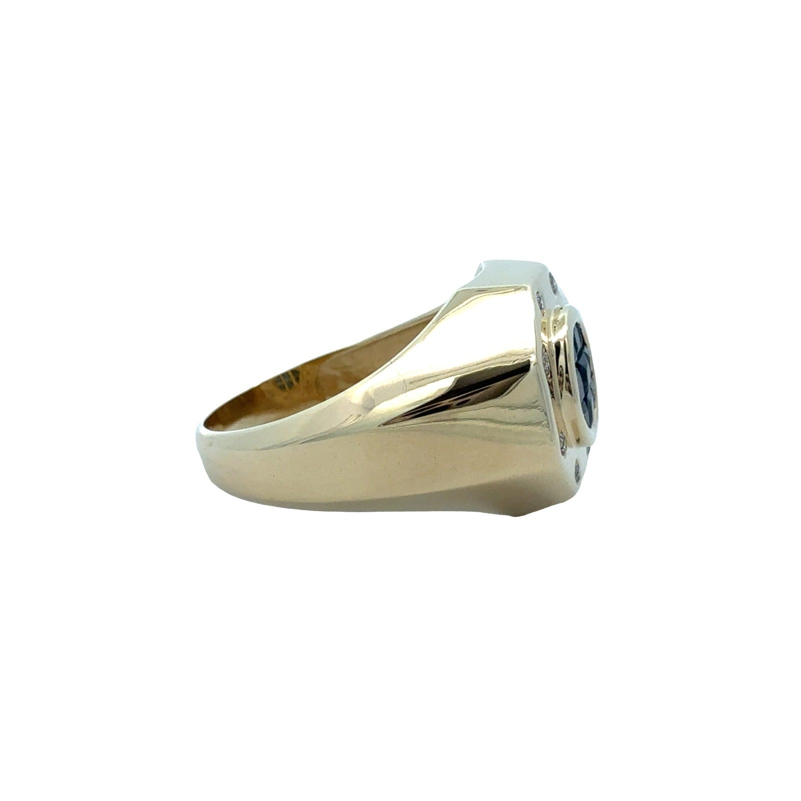 14k Yellow Gold 0.49cttw Blue Sapphire & 0.12ttw Diamond Octagonal Men's Ring2