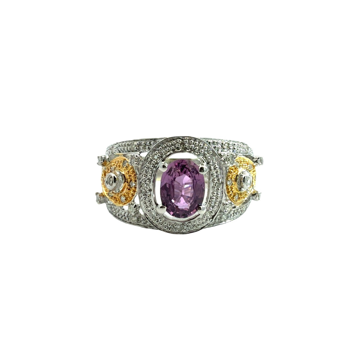 14k Multi-Tone Gold 0.95tcw Pink Sapphire and 0.26cttw Diamond Ring0