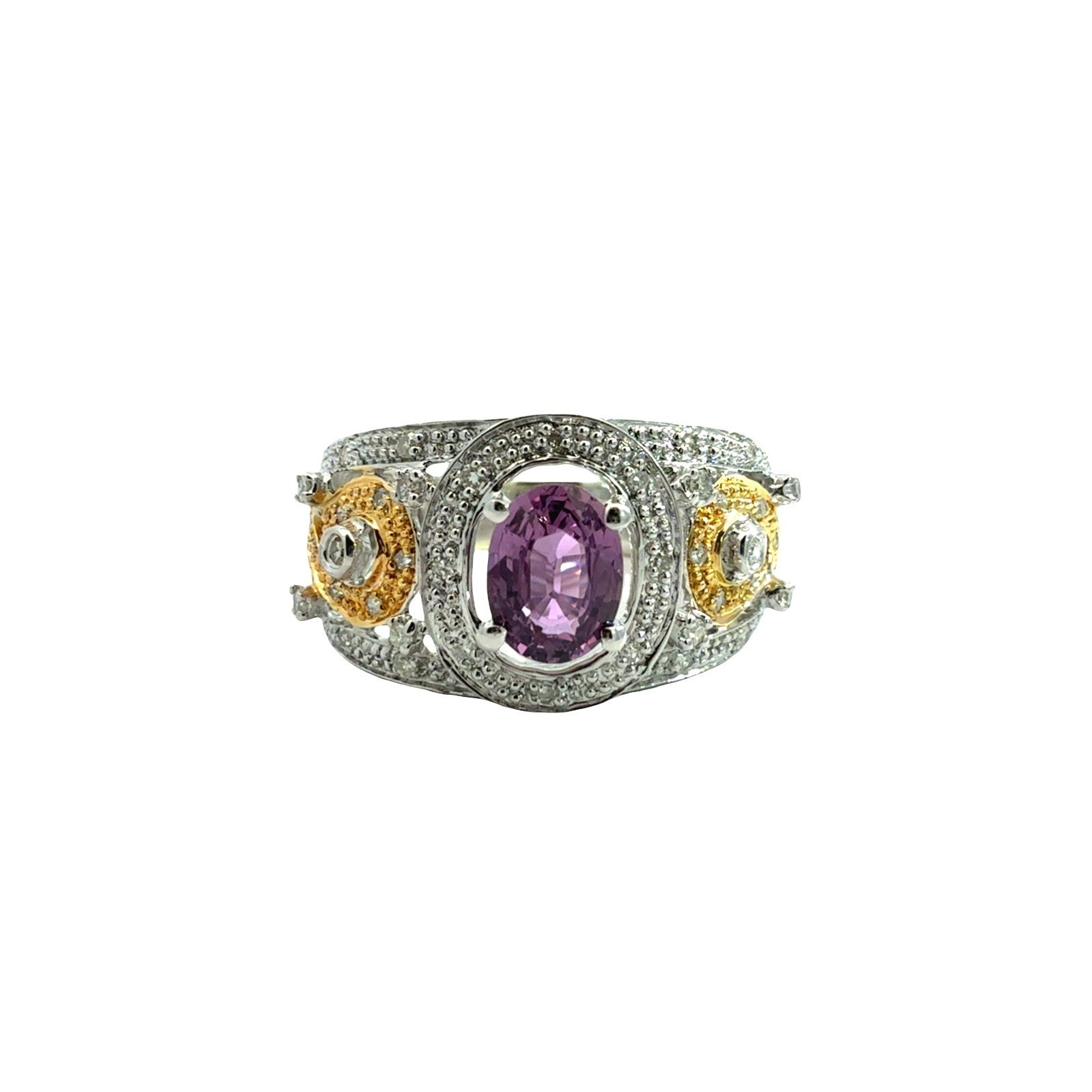 14k Multi-Tone Gold 0.95tcw Pink Sapphire and 0.26cttw Diamond Ring0