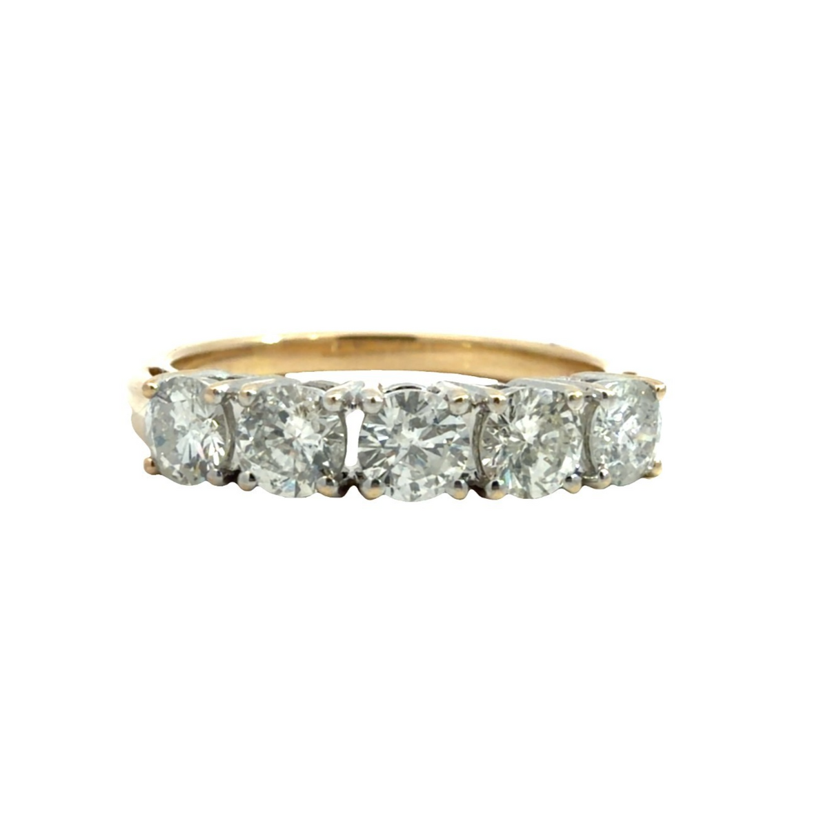 14k Multi-Tone Gold Five Stone Diamond Band 1.00cttw Size 70