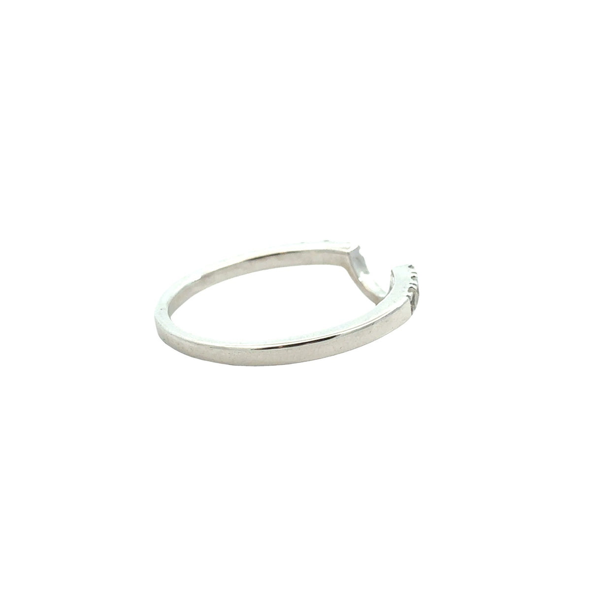 14k White Gold 0.12cttw Diamond Contour Wedding Band Ring4