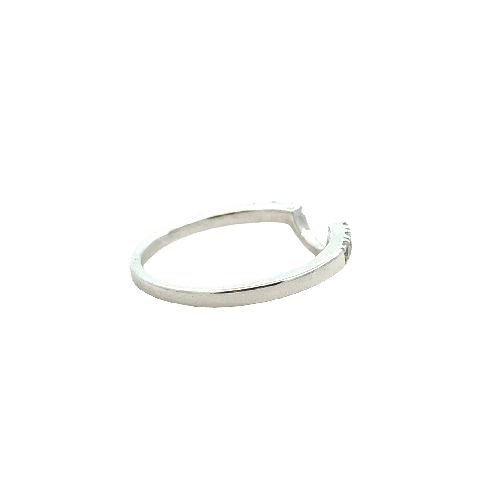 14k White Gold 0.12cttw Diamond Contour Wedding Band Ring4