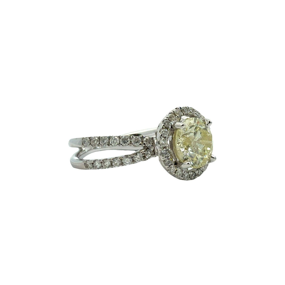 14k White Gold 1.91cttw(1.40tcw) Diamond Halo Split Shank Engagement Ring 6.51