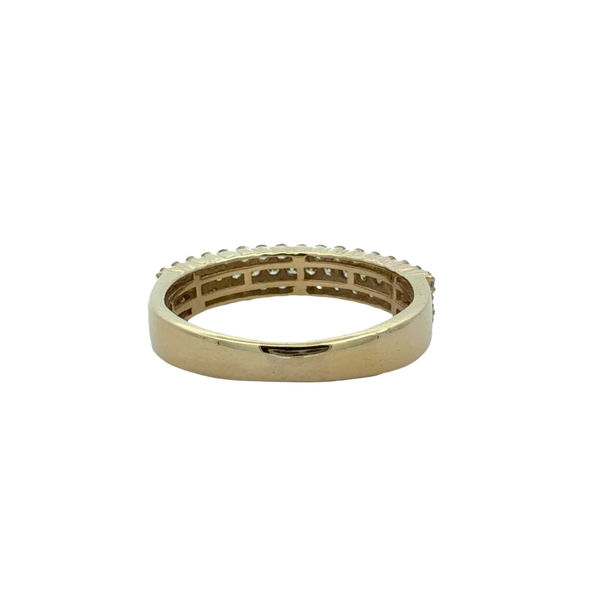 10k Yellow Gold Three-Row Pave 1.13cttw Diamond Band Ring Size 8.753