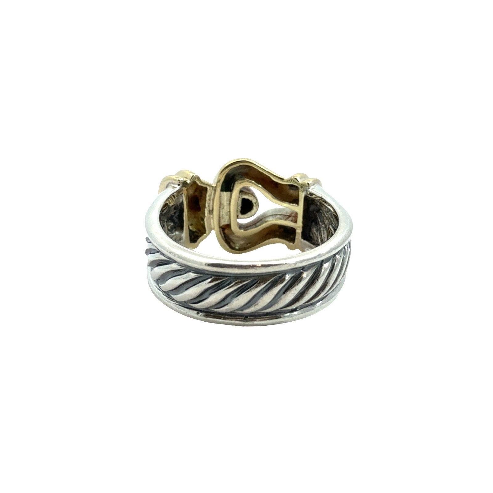 David Yurman Sterling Silver and 14k Yellow Gold Two-Tone Cable Buckle Ring3