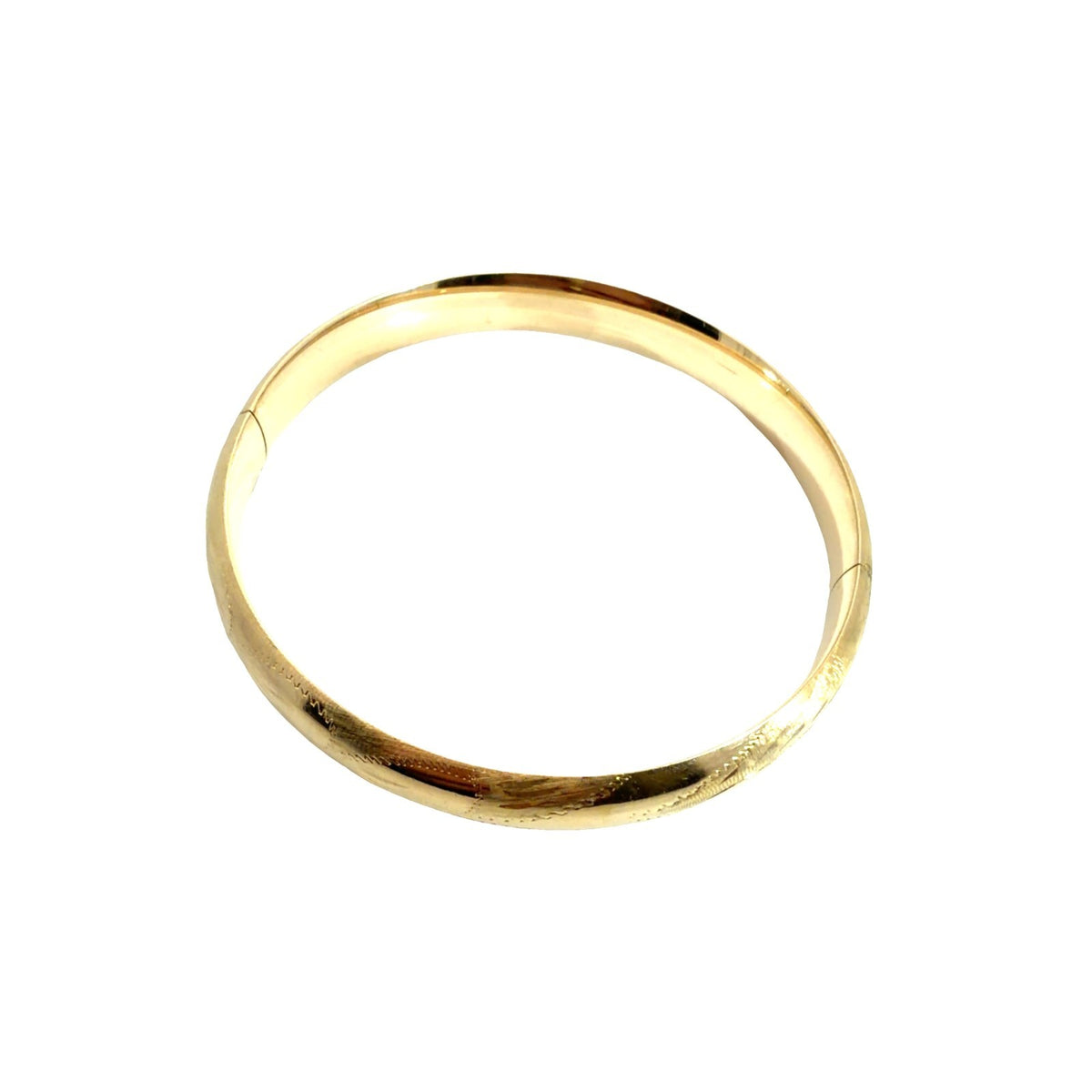 Vintage 14k Yellow Gold Engraved Floral Bangle Bracelet 8"1