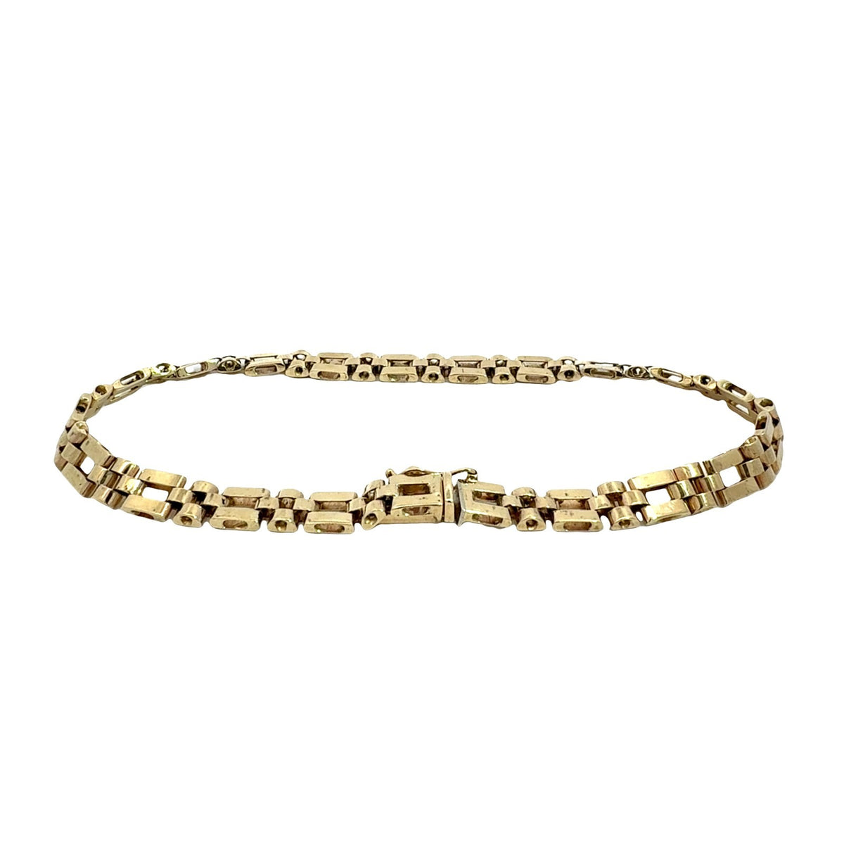 14k Yellow Gold Men's Interlocking Link Chain Bracelet4