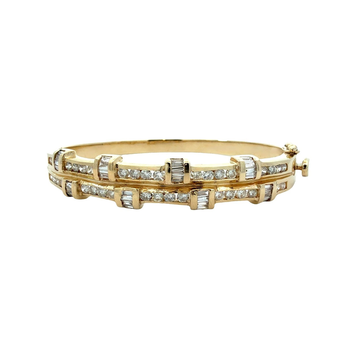 Estate 14k Yellow Gold 2.58ctw Diamond Bangle Bracelet1