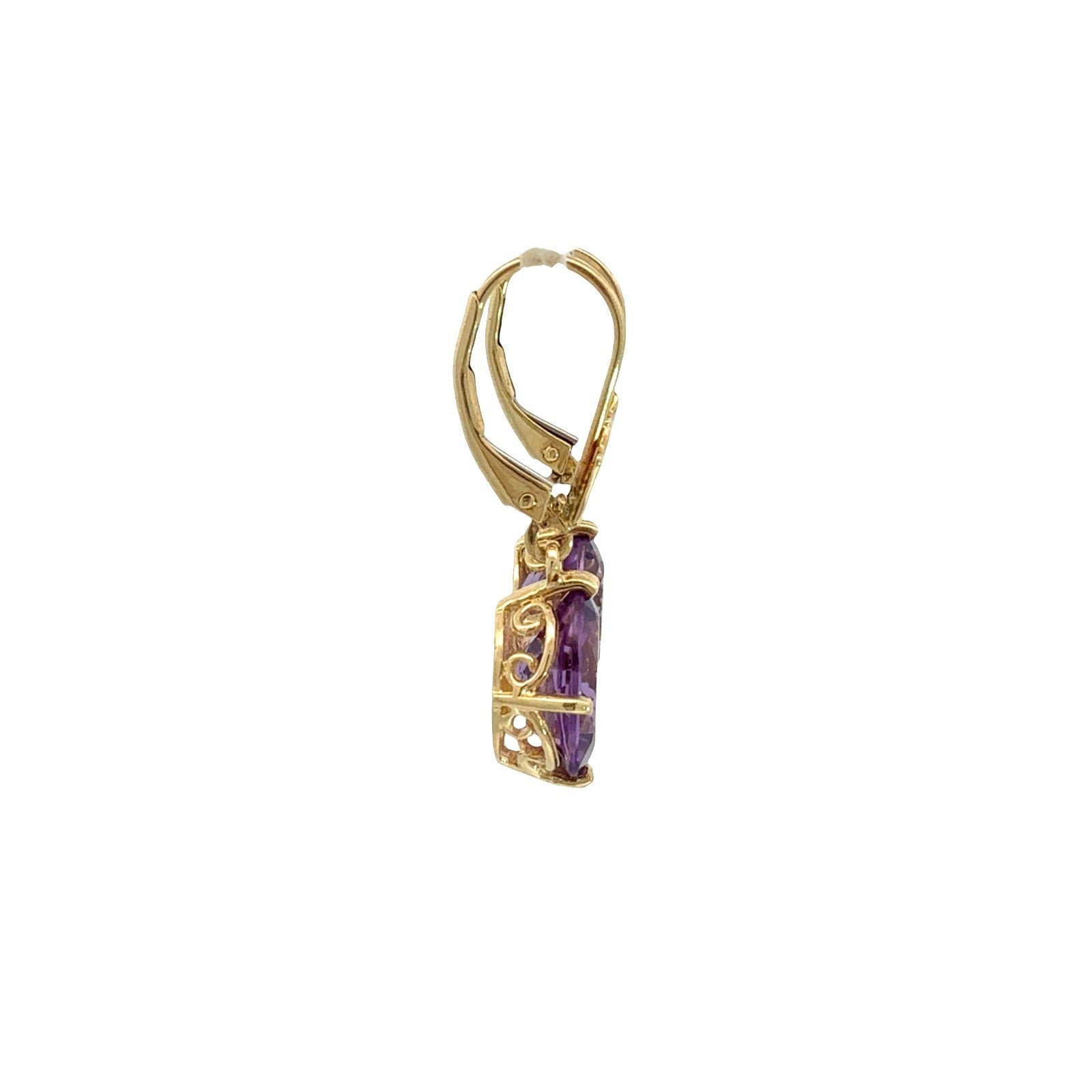 14k Yellow Gold 6.05cttw Oval Amethyst Lever-Back Drop Earrings4