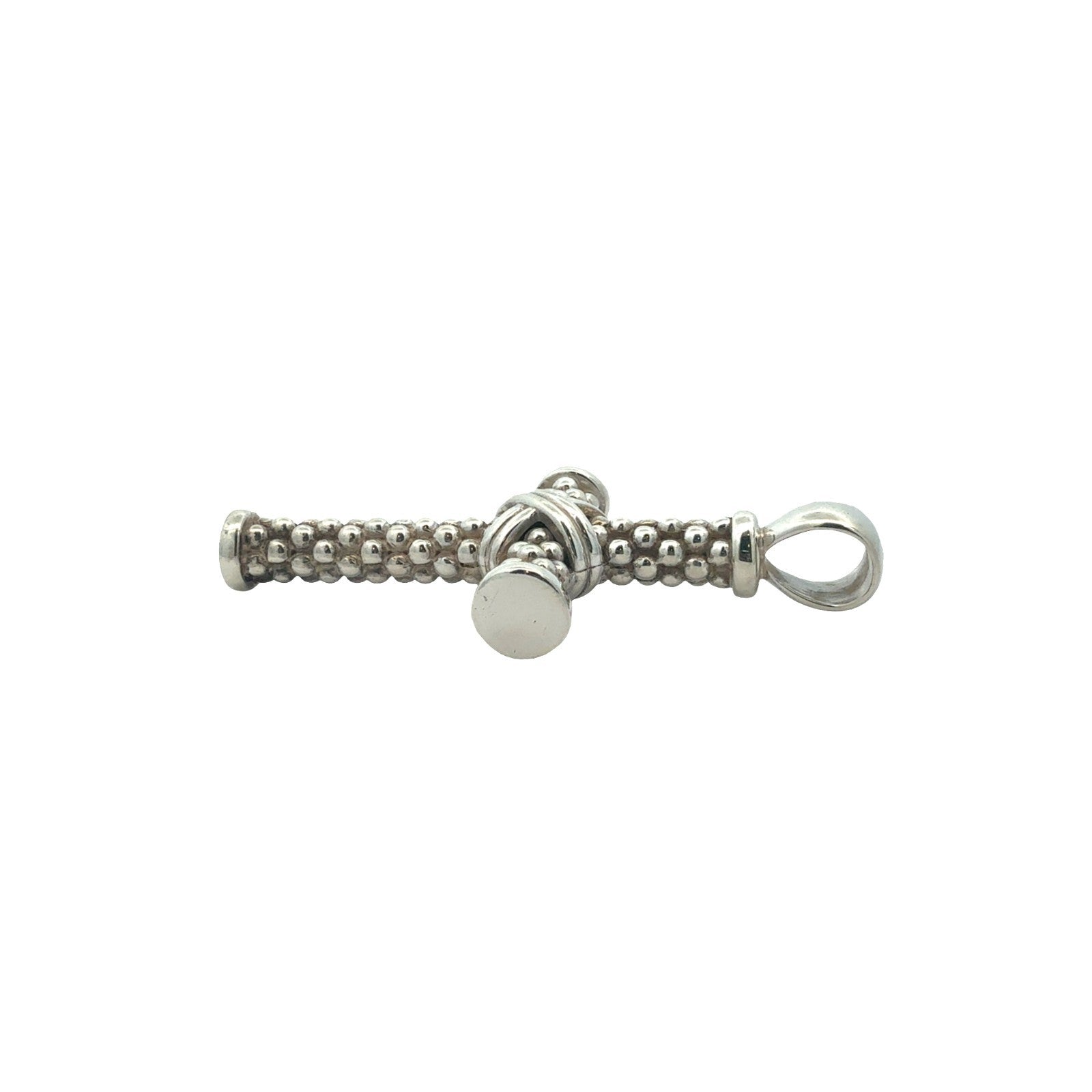 Lagos Sterling Silver Caviar Beaded Cross Pendant4
