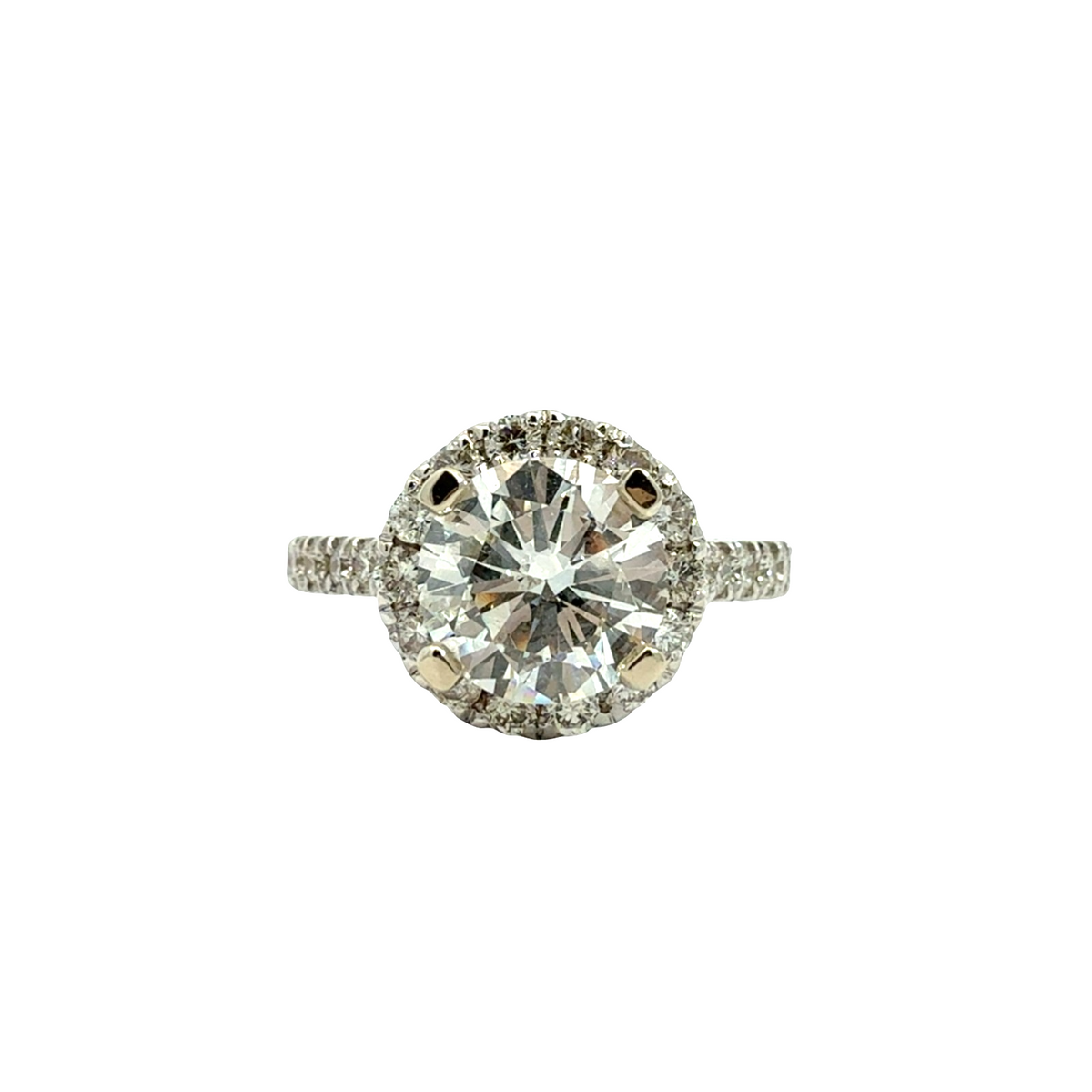 14k White Gold Round 2.37cttw (1.72tcw) Diamond Halo Engagement Ring0