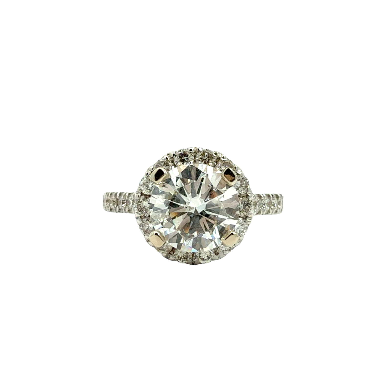 14k White Gold Round 2.37cttw (1.72tcw) Diamond Halo Engagement Ring0