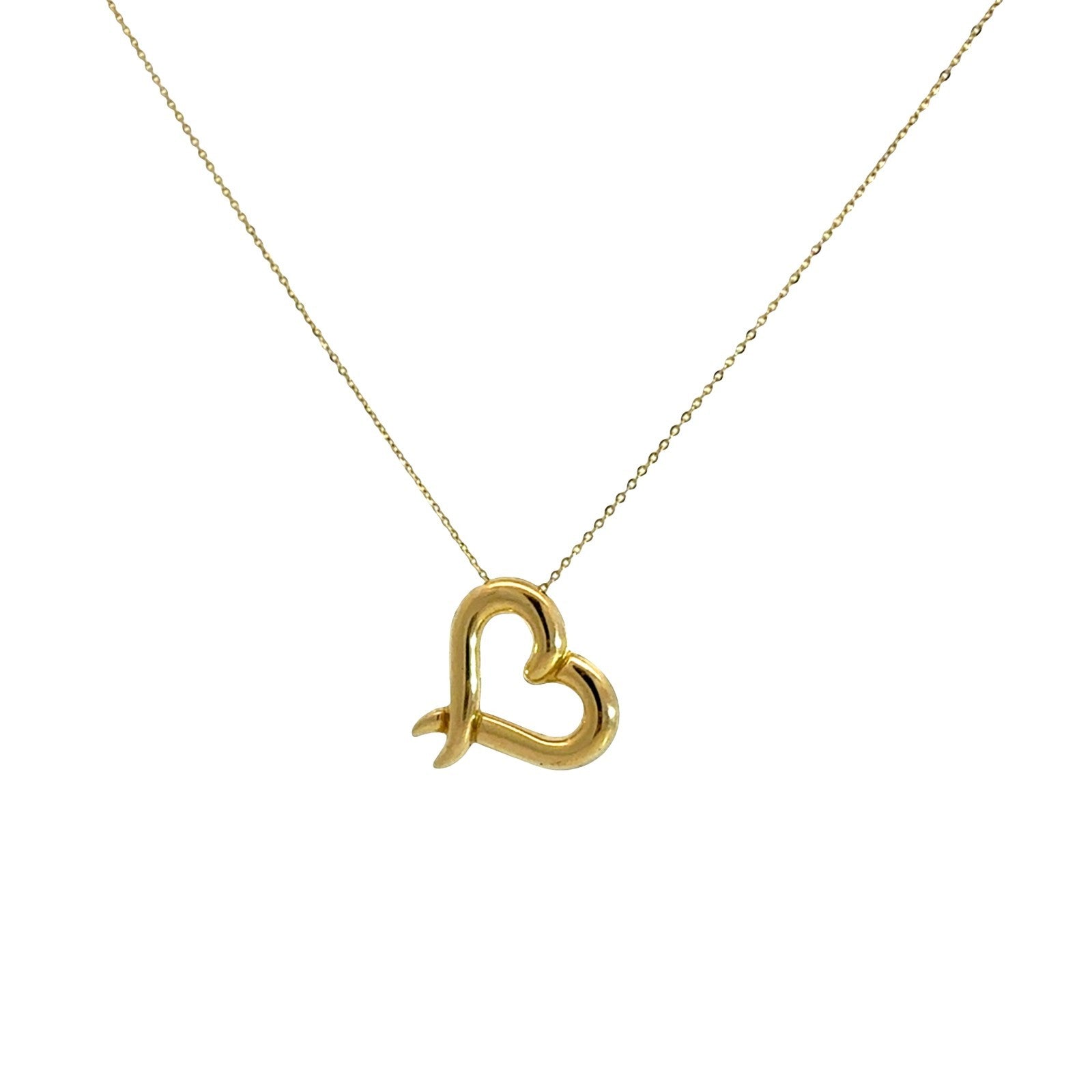 10k Yellow Gold Two-Tone Open Heart Charm Necklace3