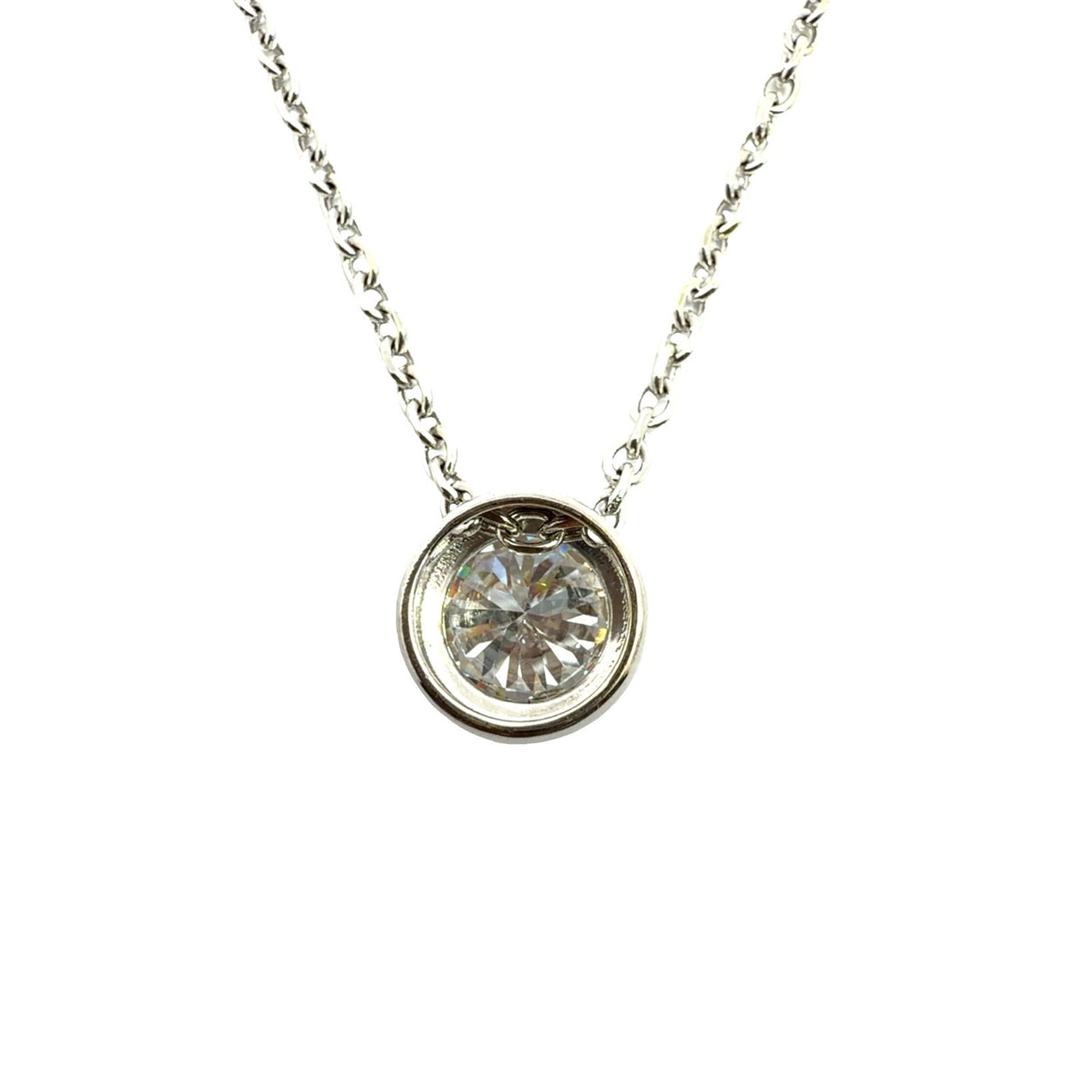 14k White Gold 3.90tcw Bezel-Set Lab Grown Diamond Necklace 18"3