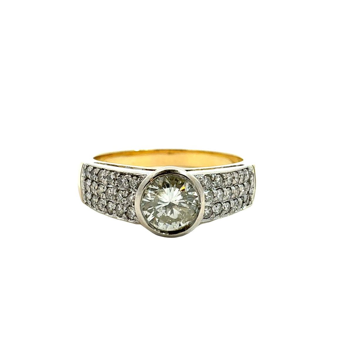 18k Multi-Tone Gold Bezel Set 1.07cttw Diamond Ring0