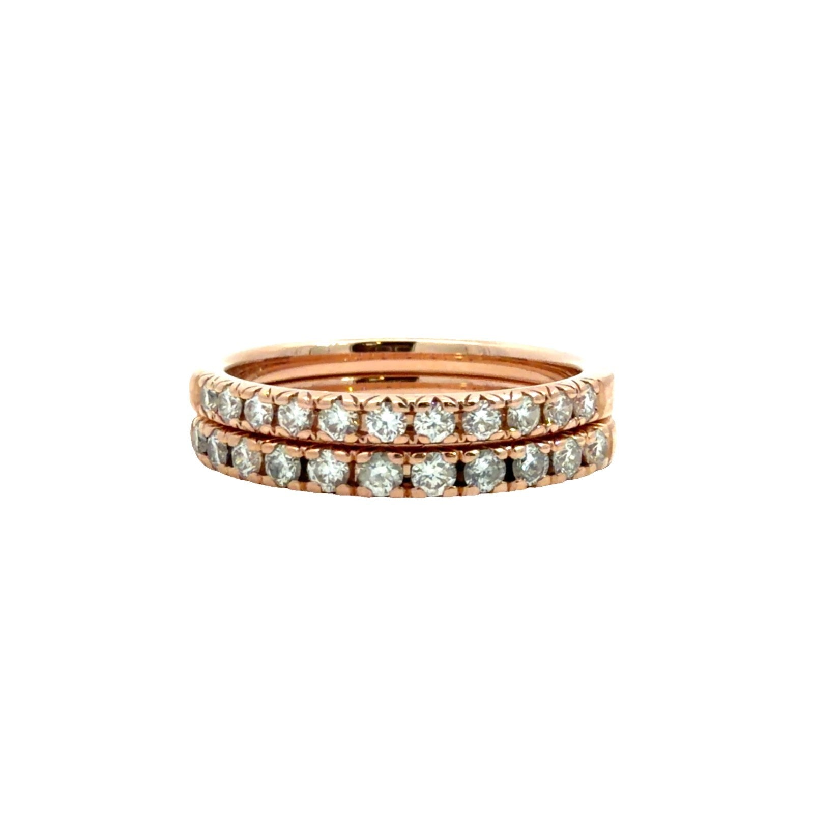 14k Rose Gold and (0.58ctw) Diamond Half Eternity Ring Set0
