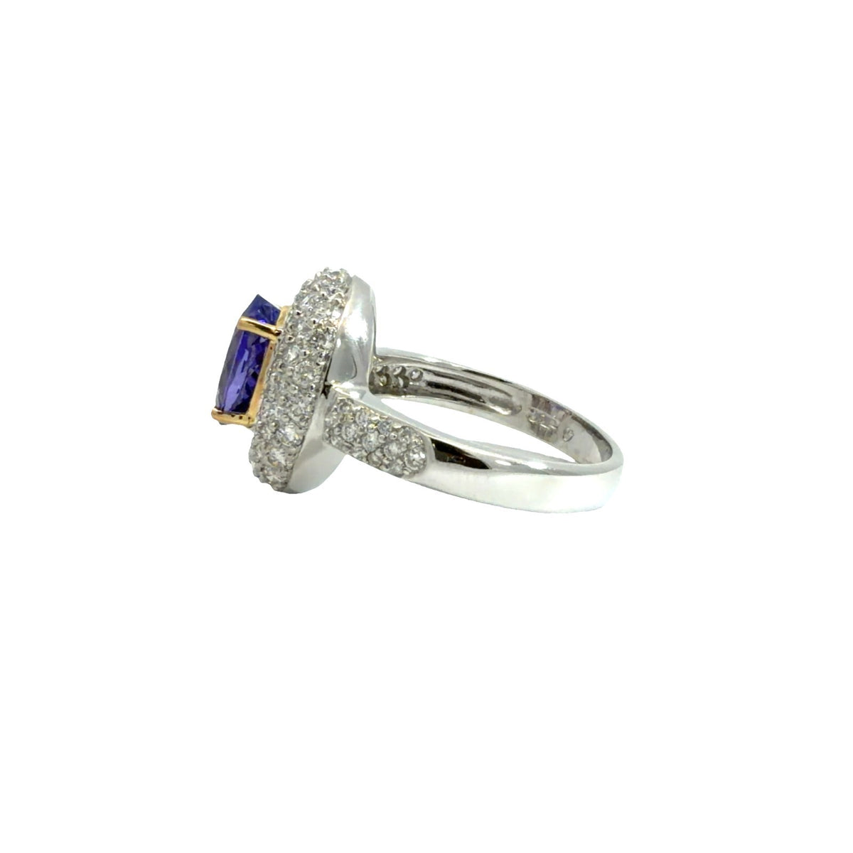 18k White Gold Oval 2.23tcw Tanzanite 1.03cttw Diamond Triple Halo Ring Size 7.53