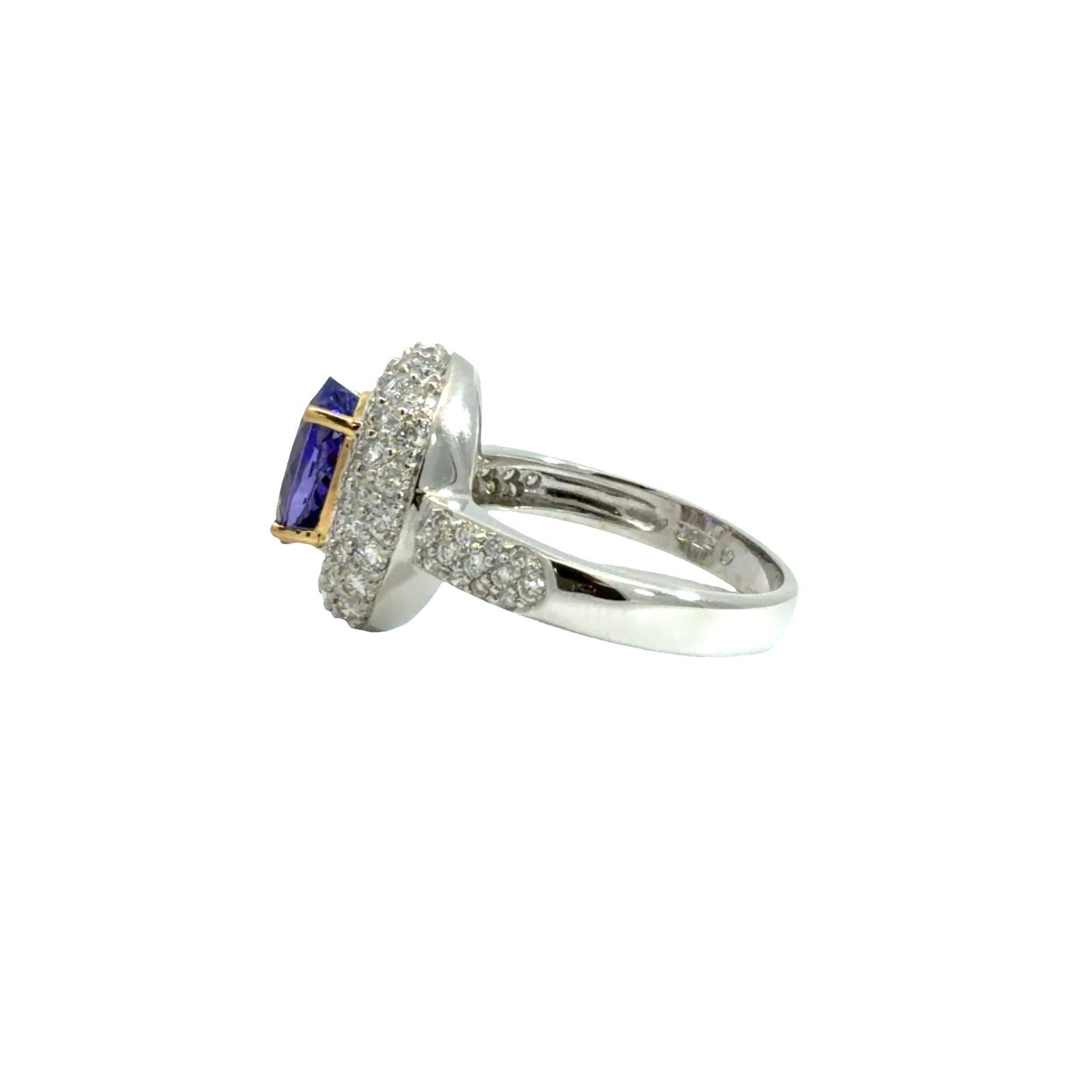 18k White Gold Oval 2.23tcw Tanzanite 1.03cttw Diamond Triple Halo Ring Size 7.53