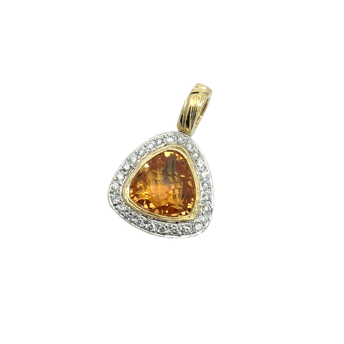 18k Multi-Tone Gold 5.14tcw Citrine with 0.34cttw Diamond Halo Pendant1