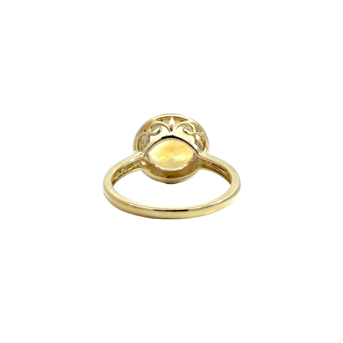 14k Yellow Gold 3.36tcw Round Citrine & 0.08cttw Diamond Halo Cocktail Ring 72