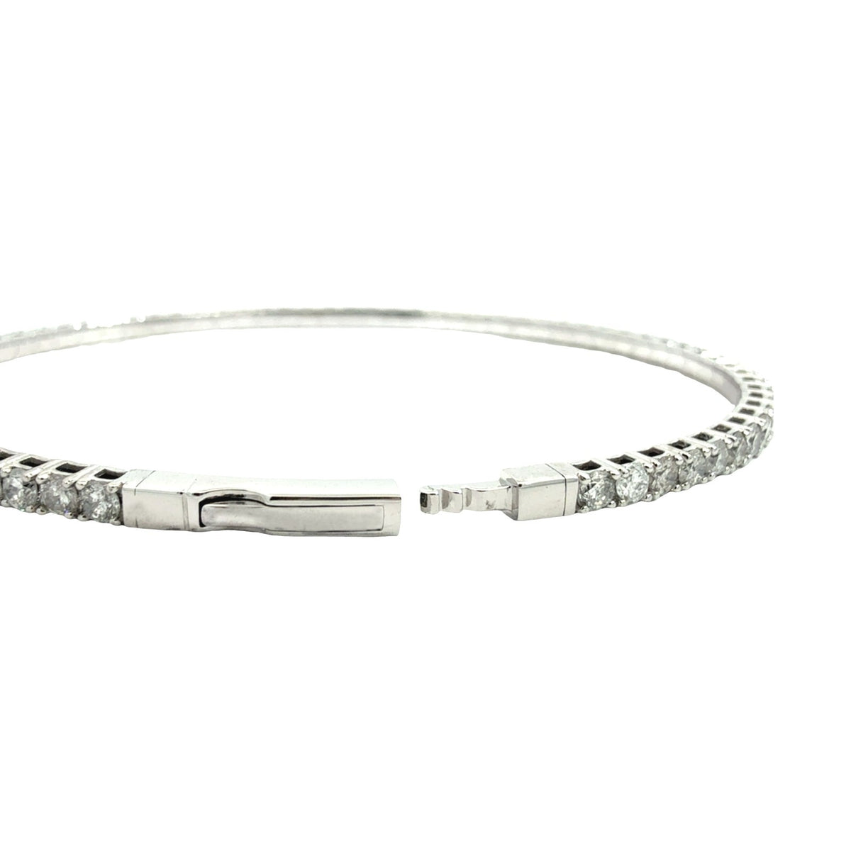 NEW 14k White Gold and 3.47cttw Flex Bangle Tennis Bracelet5