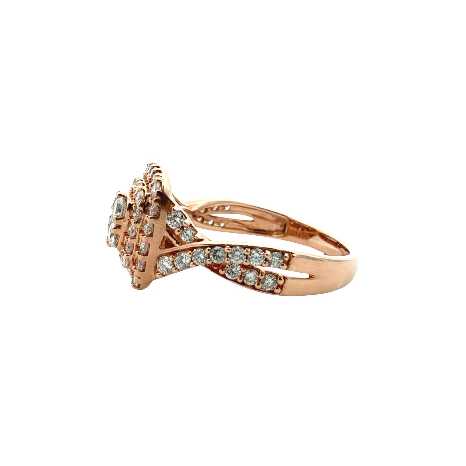 10k Rose Gold 1.08cttw Cluster Double Halo Ring5