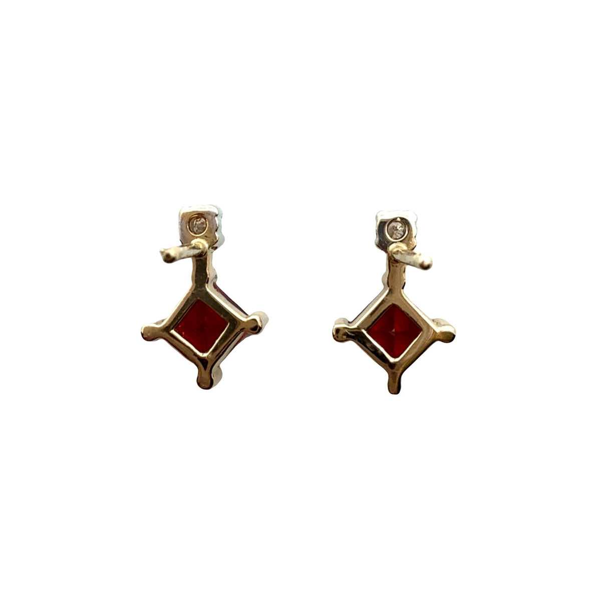 14k Yellow Gold 0.06cttw Diamond and 0.72cttw Garnet Drop Earrings6