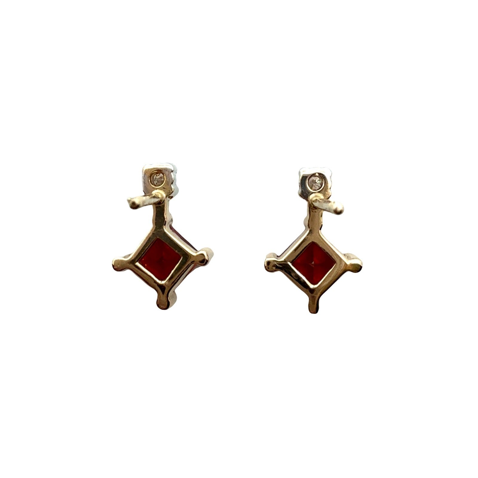 14k Yellow Gold 0.06cttw Diamond and 0.72cttw Garnet Drop Earrings6