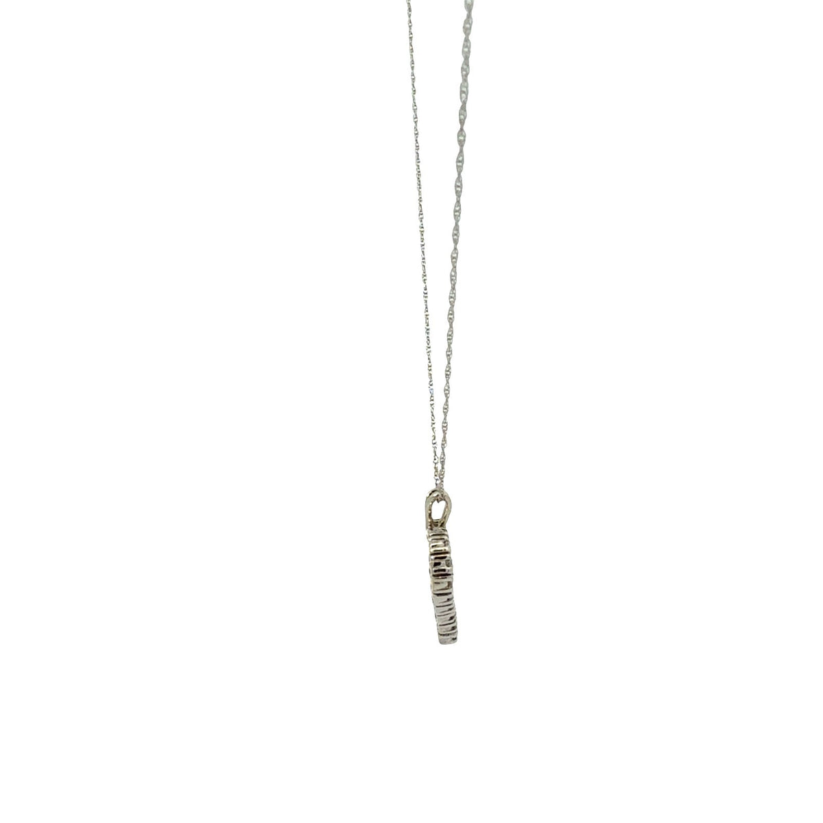 14k White Gold Stamped 0.33cttw Diamond Open Heart Pendant Necklace2