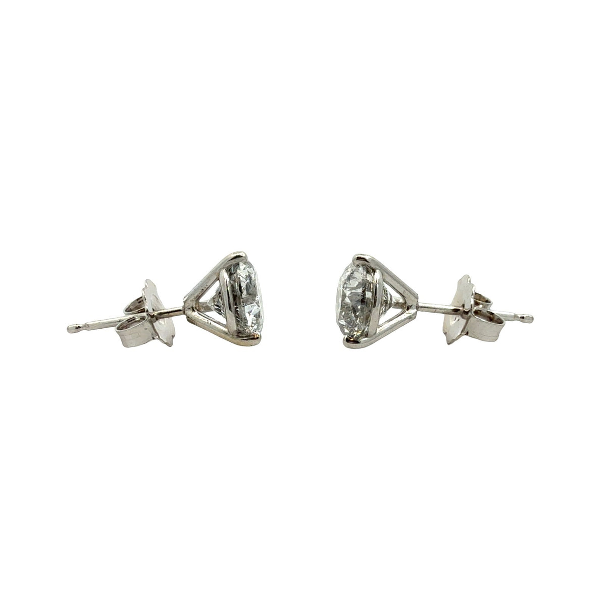14k White Gold Round Brilliant 2.40cttw Diamond Stud Earrings2