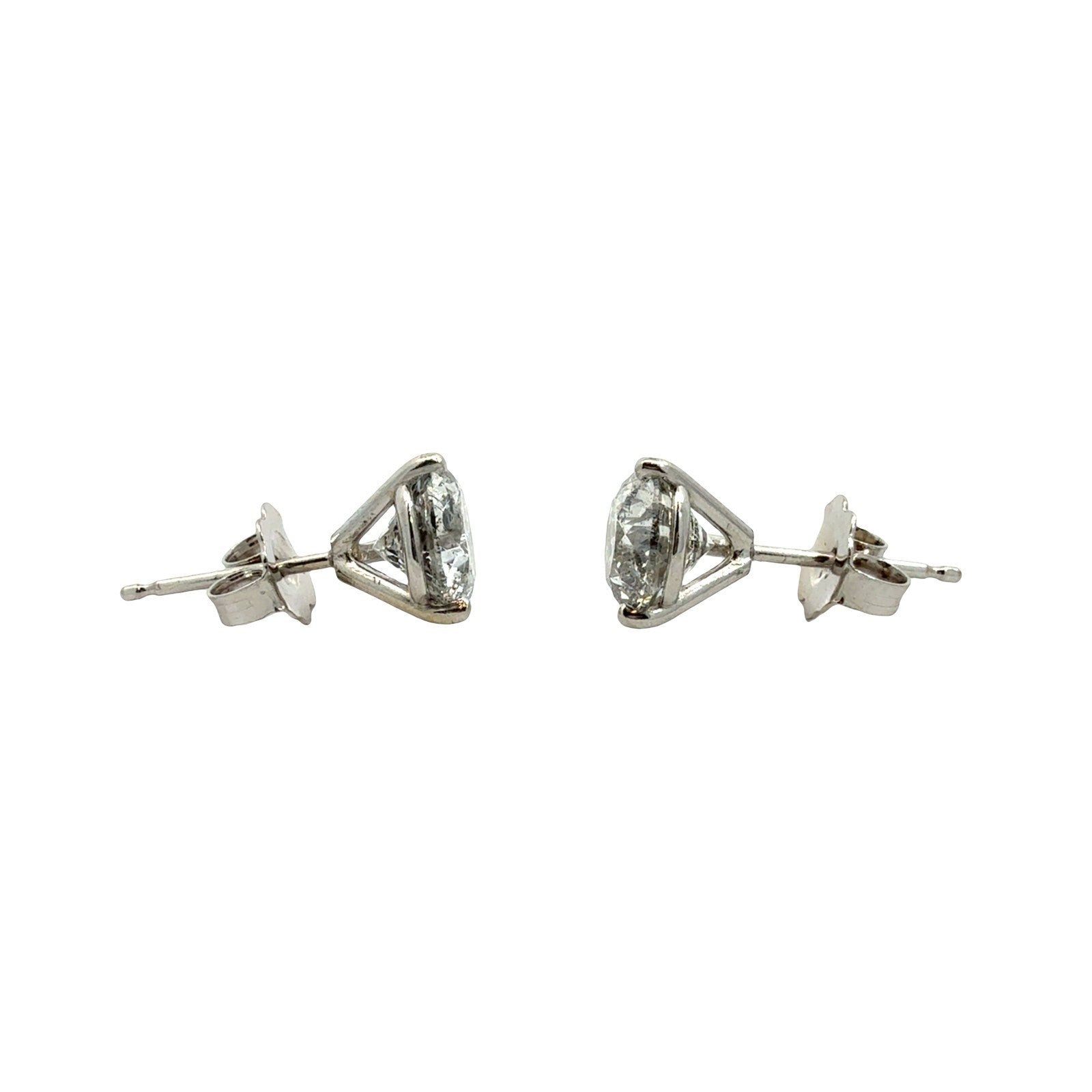 14k White Gold Round Brilliant 2.40cttw Diamond Stud Earrings2