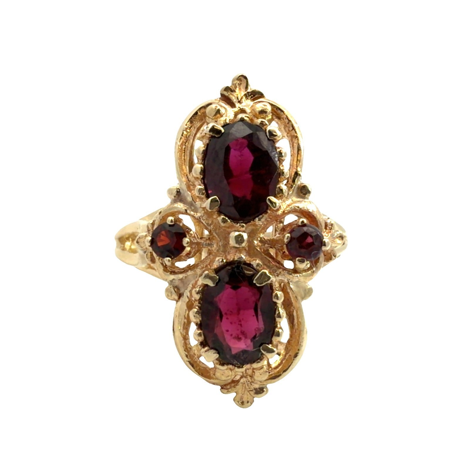 Vintage 13k Yellow Gold 1.94ctw Garnet Ring Size 7.250
