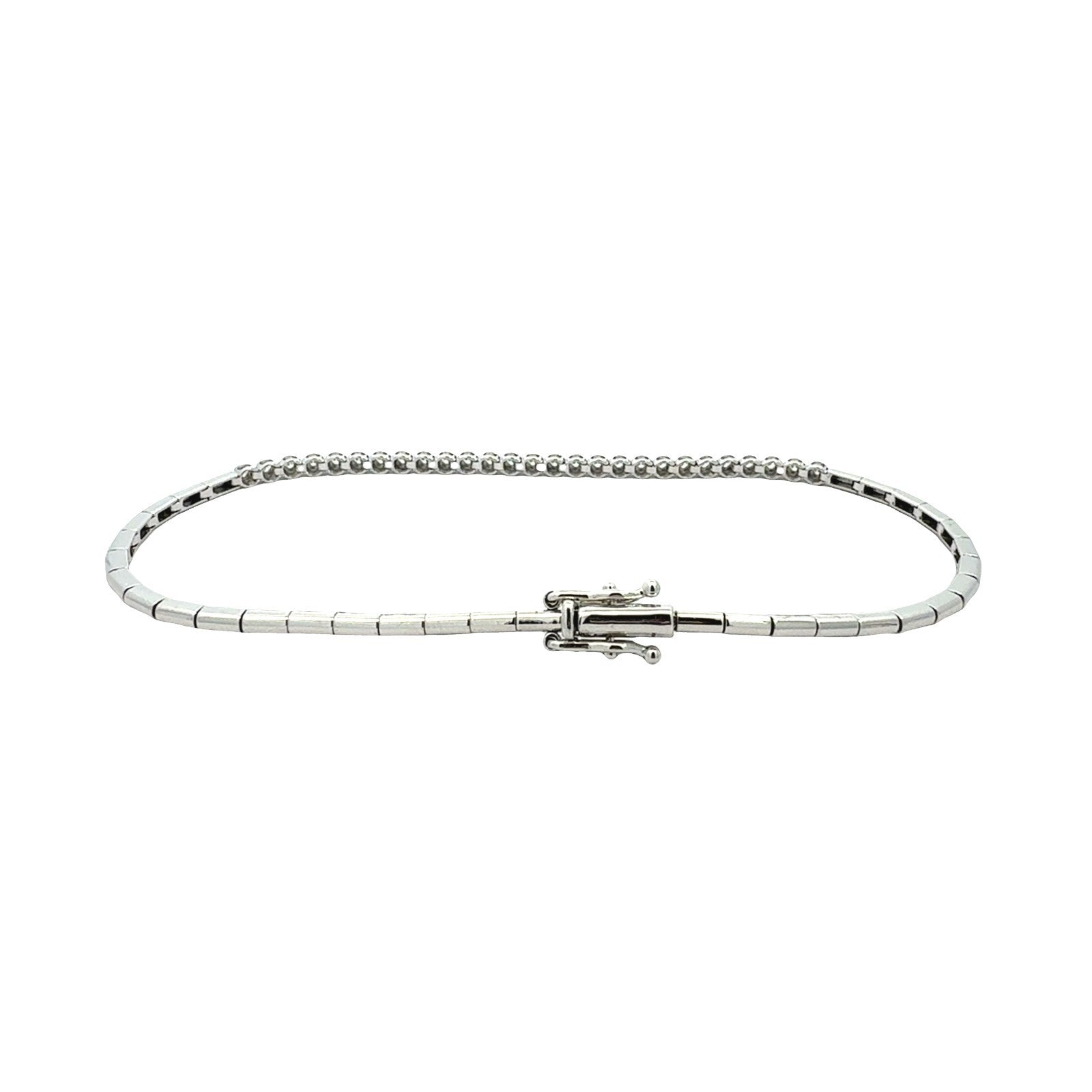 NEW 14k White Gold and 0.20cttw Diamond Station Bracelet3