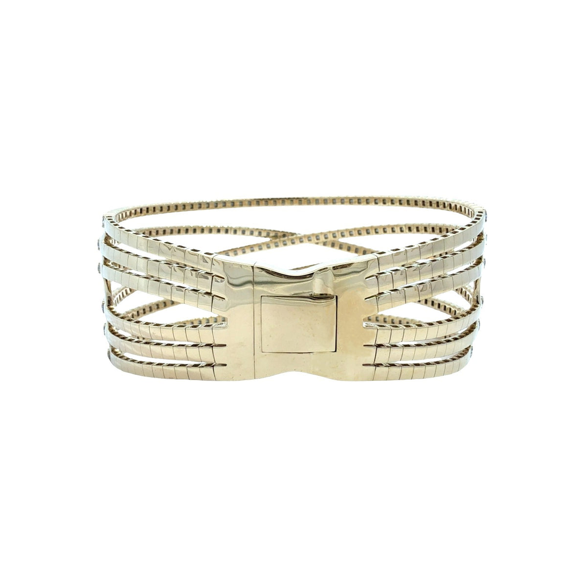 NEW 14k Yellow Gold and 8.11cttw Diamond Crisscross Bangle Bracelet3
