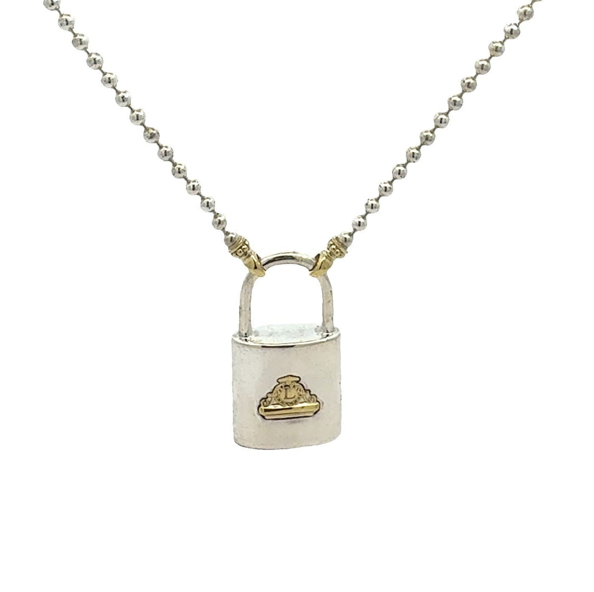 LAGOS Sterling Silver &amp; 18k Yellow Gold Beloved Large Lock Necklace 18"0