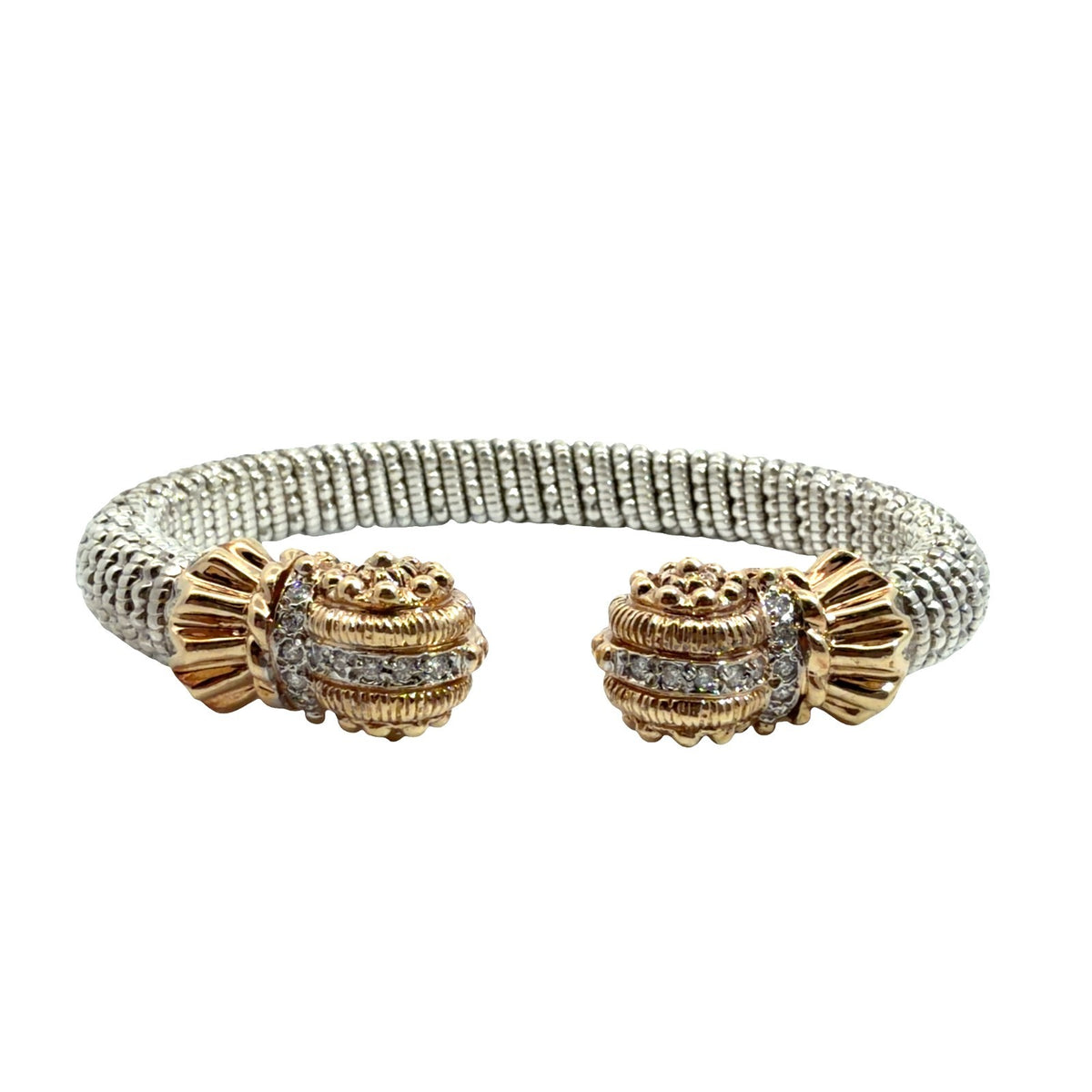 Alwand Vahan Sterling Silver 14k Yellow Gold 0.20ctw Diamond Cuff0