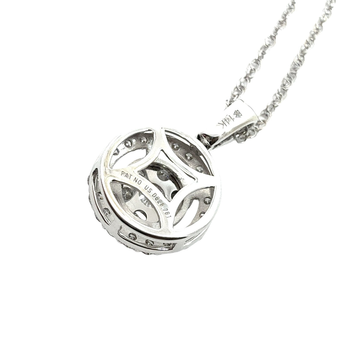 14k White Gold 0.52cttw Diamond Cluster Halo Pendant Necklace8