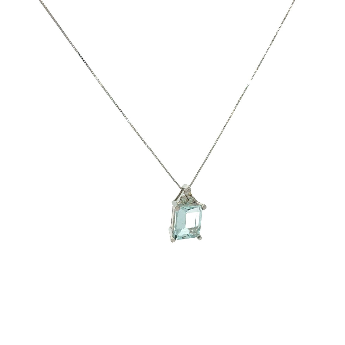 14k White Gold 2.69tcw Aquamarine & 0.11cttw Diamond Pendant Necklace2