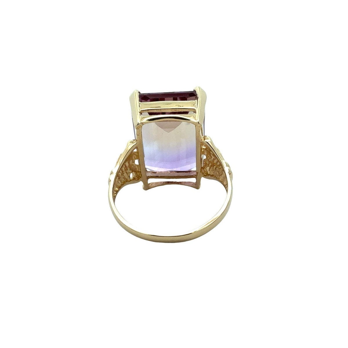 Vintage JCR 14k Yellow Gold 11.58tcw Ametrine Emerald-Cut Cocktail Ring Size 73