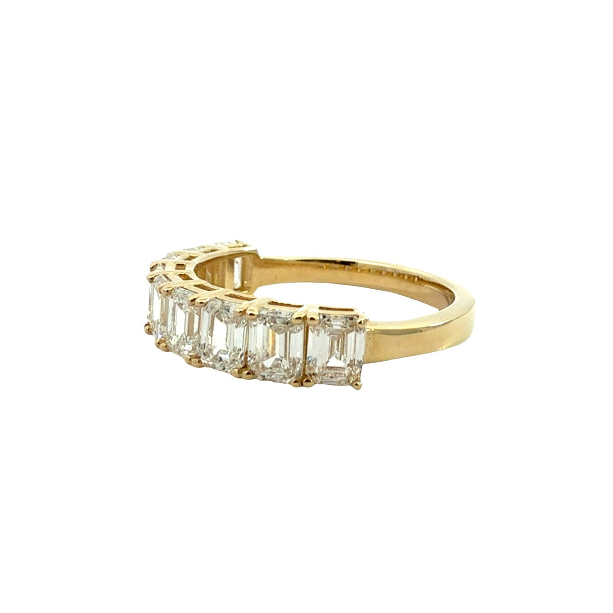 14k Yellow Gold Emerald-Cut Lab Grown 1.80cttw Diamond Half Eternity Ring4