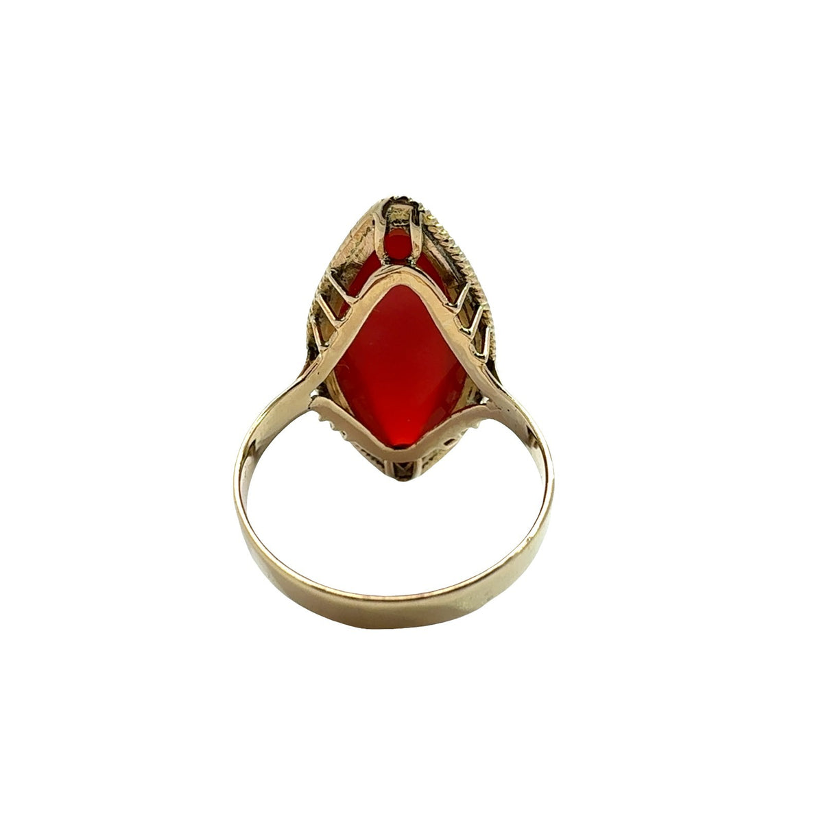 Vintage 14k Yellow Gold Marquise 8.85tcw Carnelian Statement Cocktail Ring3
