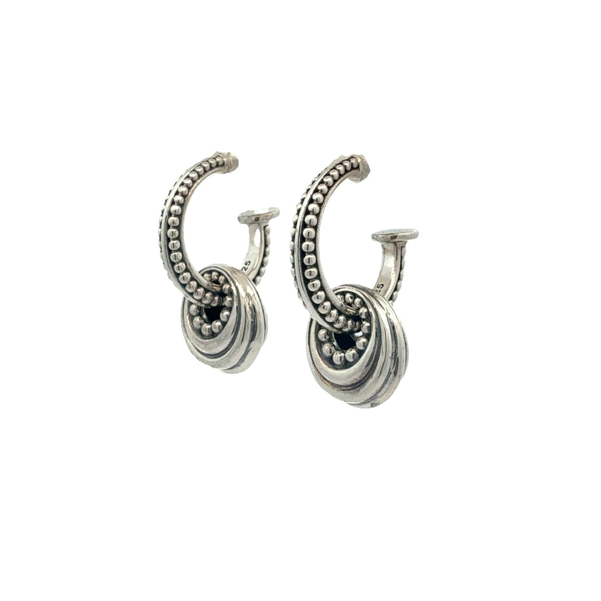 Lagos Sterling Silver Caviar Fluted Disc Hoop Earrings1