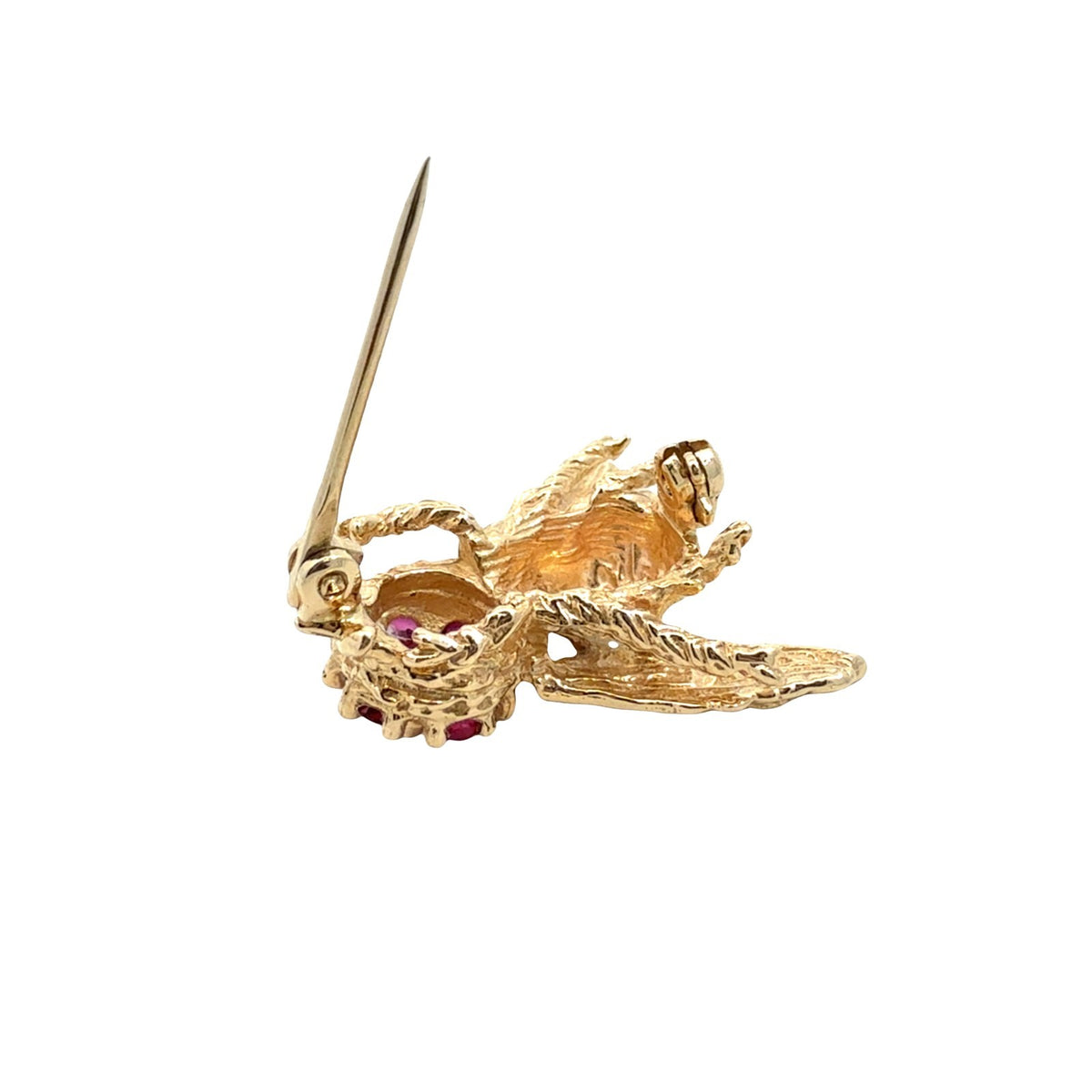 Vintage 14k Yellow Gold 0.10cttw Diamond and 0.36cttw Ruby Bee Pin6