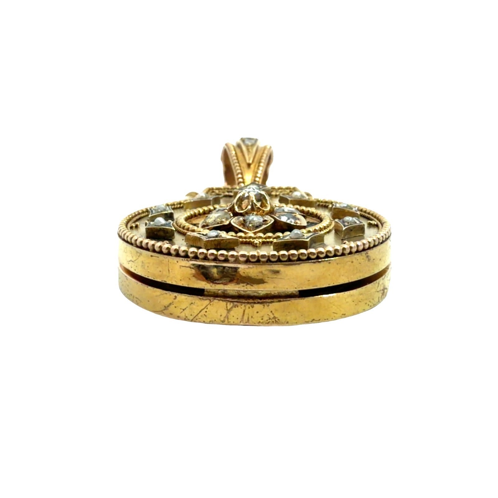 Antique Victorian 20k Yellow Gold 0.43ctw Rose Cut Diamond Locket Pendant2