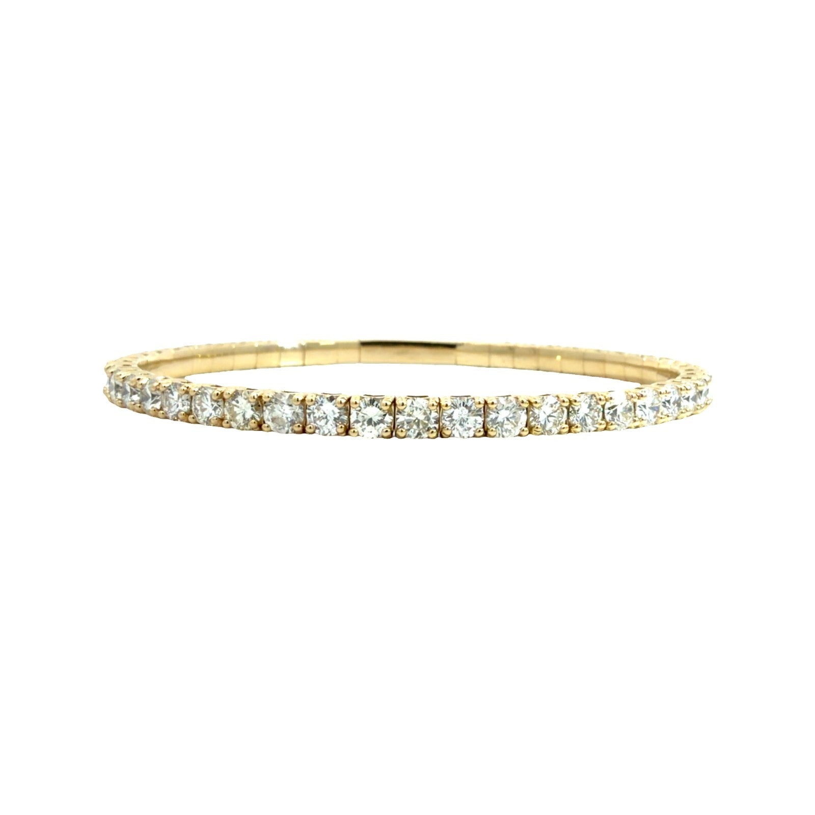 NEW 14k Yellow Gold 7.77cttw Diamond Tennis Bracelet Flex Bangle 6.75"6