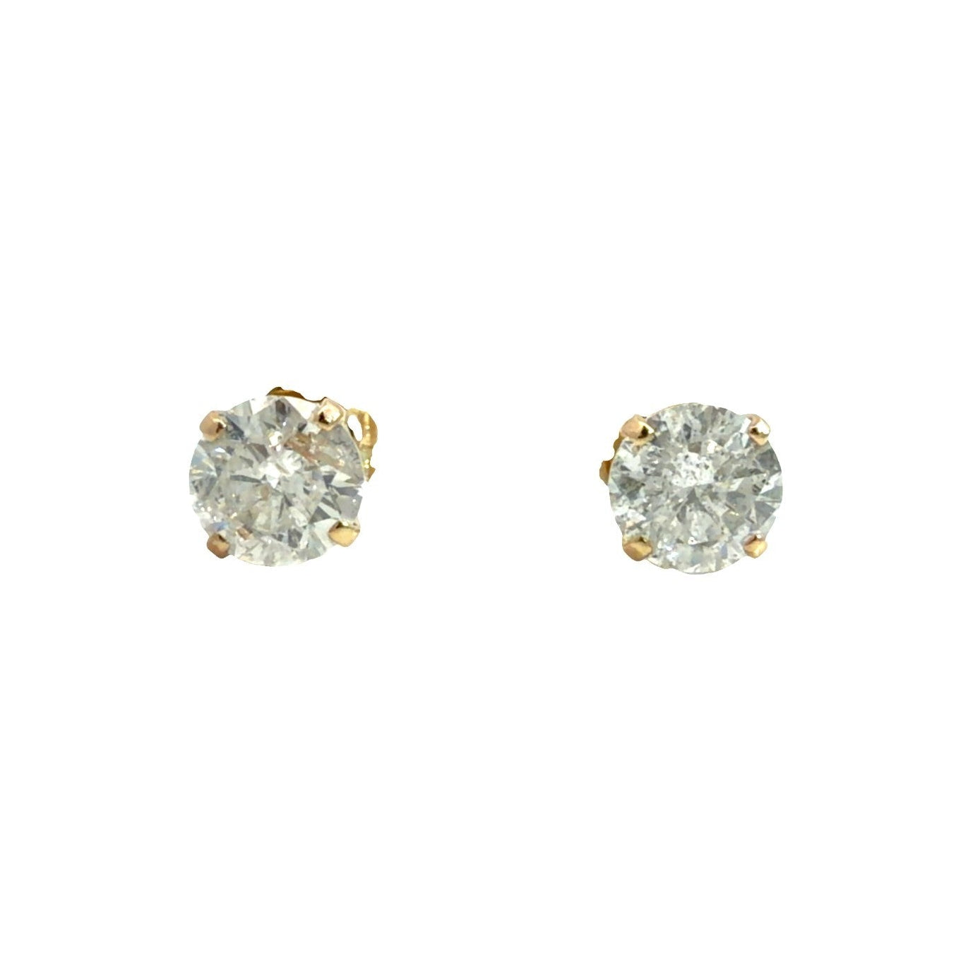 14k Yellow Gold Round 0.90cttw Diamond Stud Earrings0