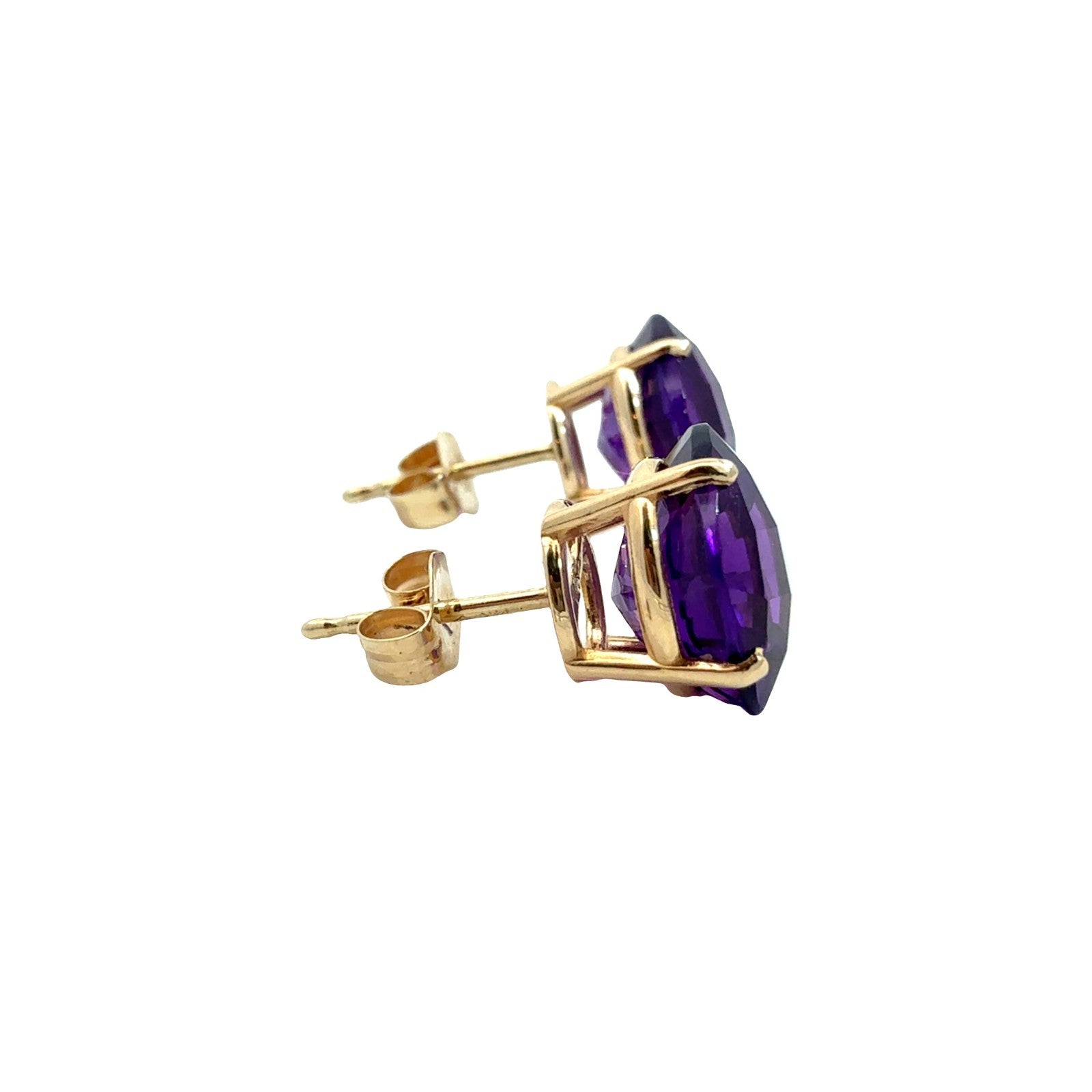 14k Yellow Gold and Cushion-Cut 3.36cttw Amethyst Stud Earrings2