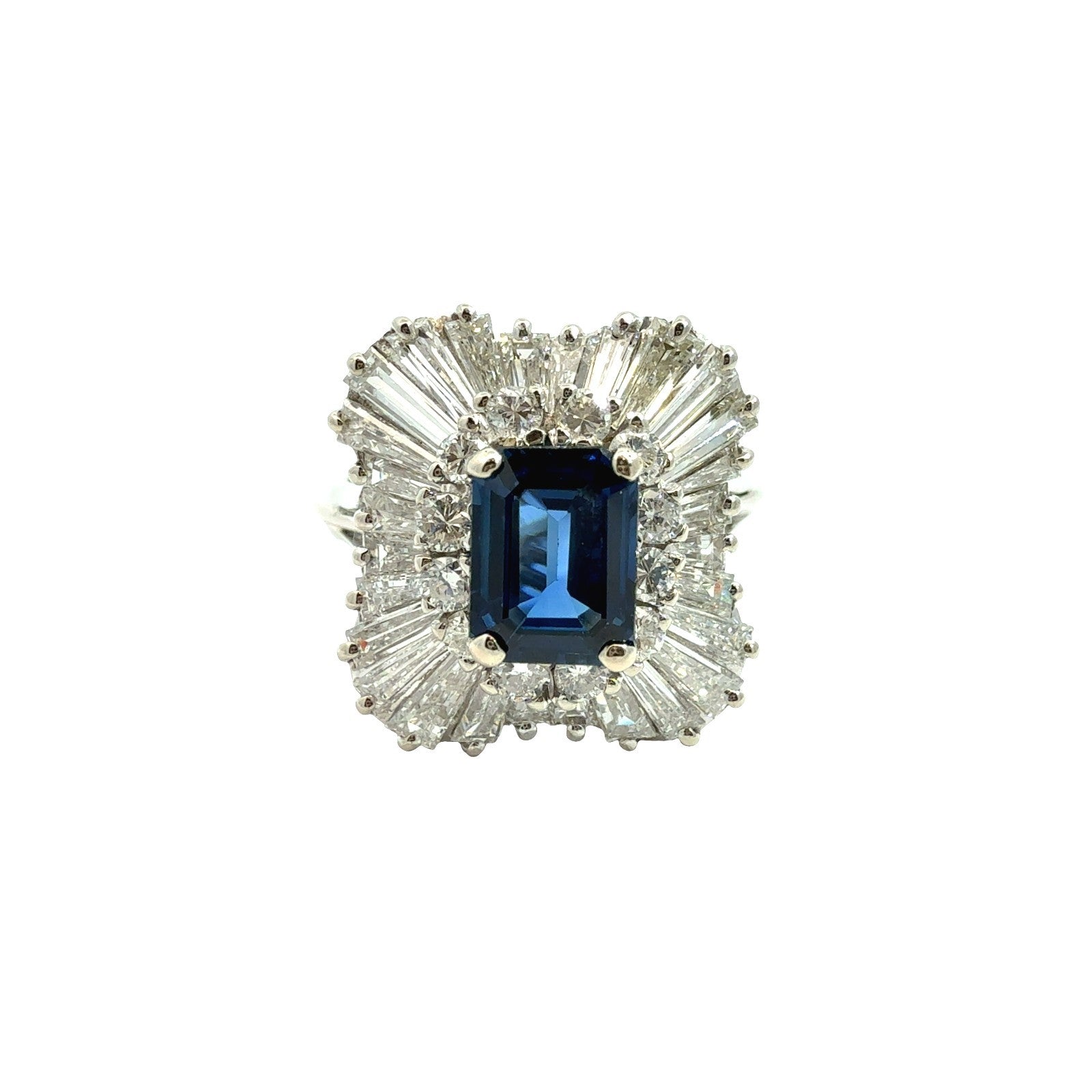 Vintage 14k White Gold 1.18tcw Sapphire and 1.43cttw Diamond Ballerina Ring7