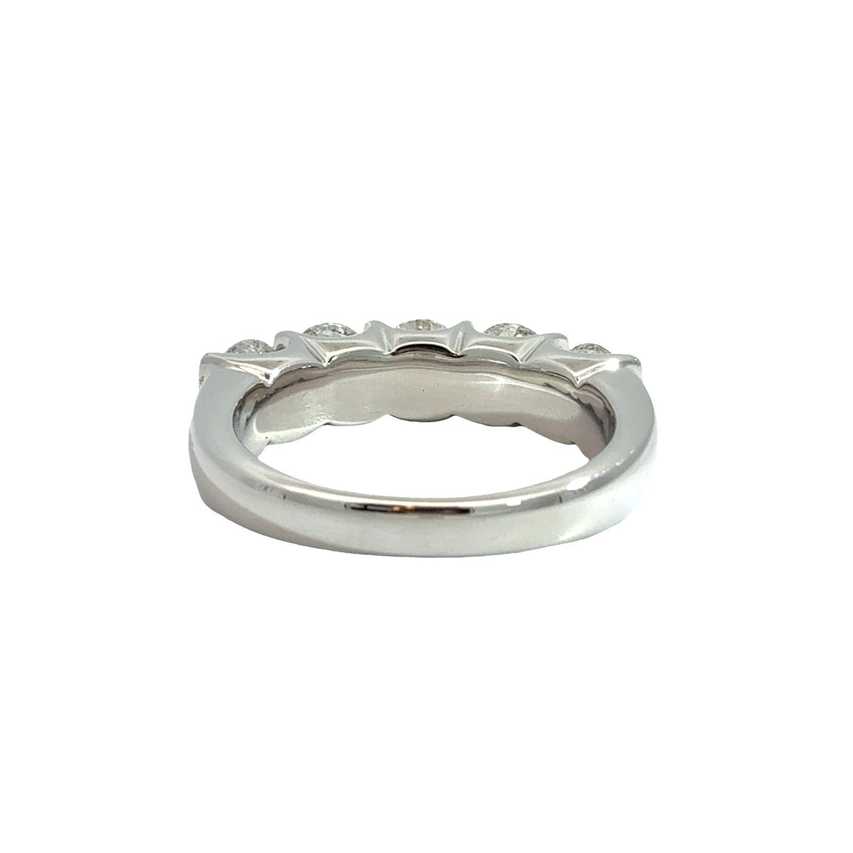 14k White Gold 1.85ctw Five Diamond Half Eternity Band Size 6.53