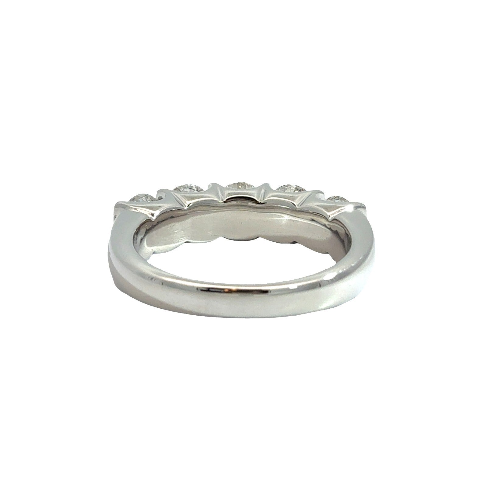 14k White Gold 1.85ctw Five Diamond Half Eternity Band Size 6.53